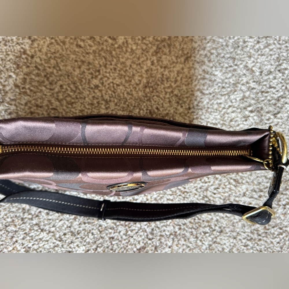Coach‎ Signature Brown And Black Crossbody Bag With Leather Trim - Picture 11 of 13